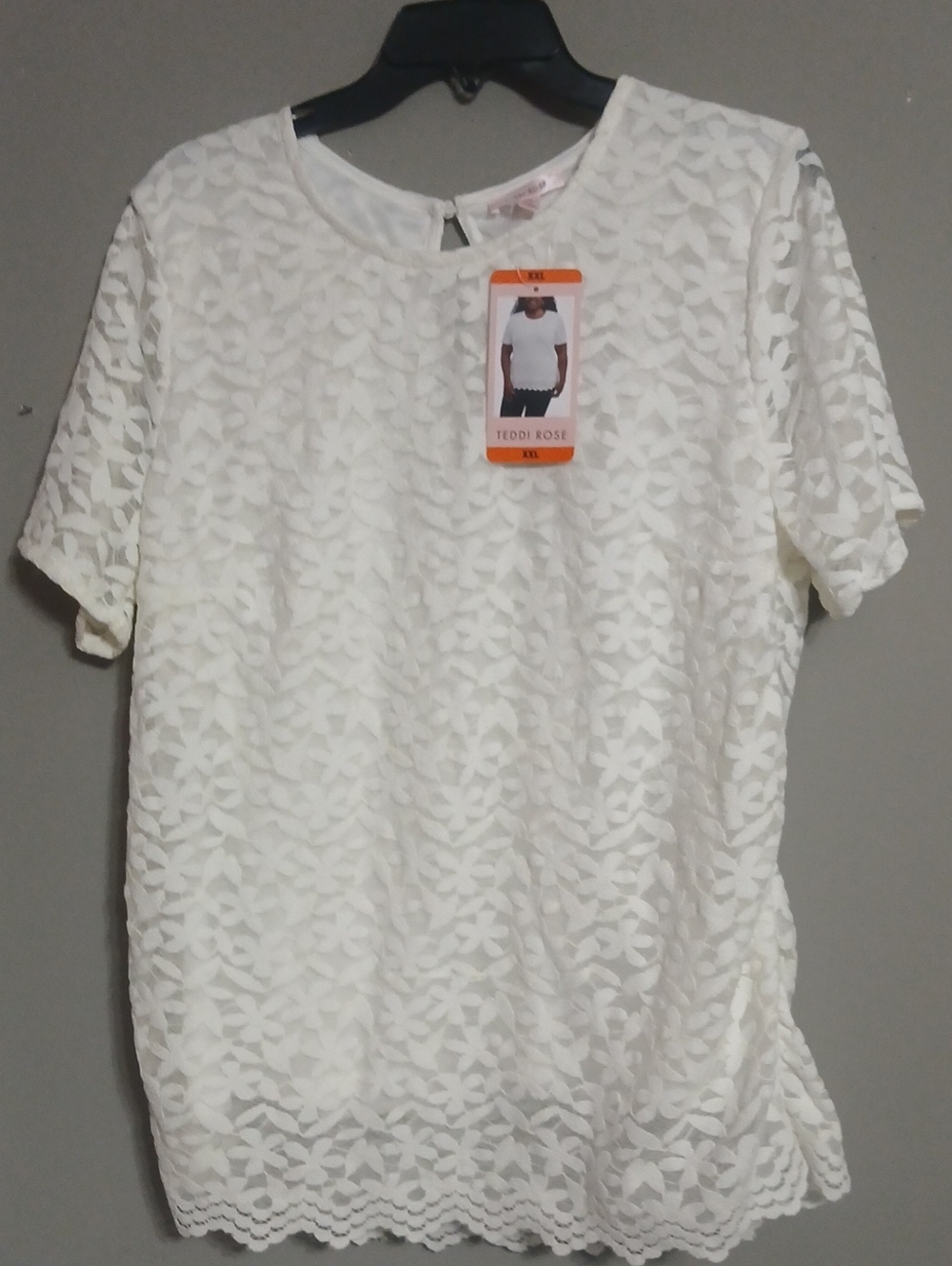 Teddi Rose White Lace Short Sleeve Blouse